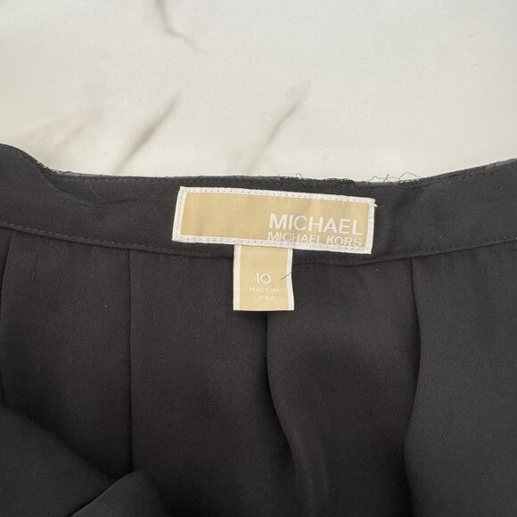 Michael Kors Black Faux‎ Leather A-Line Midi Skirt Mesh Sheer Floral Cutout 10 - Picture 3 of 10